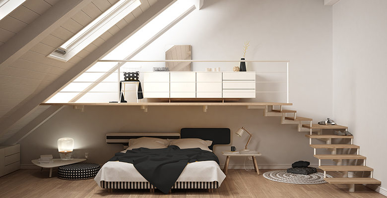 Loft minimalist bedroom